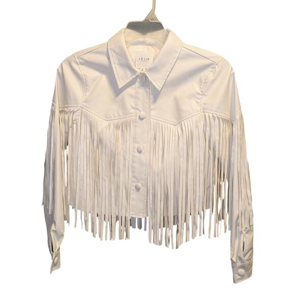 Le Lis Jackets & Blazers - LE LIS Vegan Leather Fringe Jacket Size S